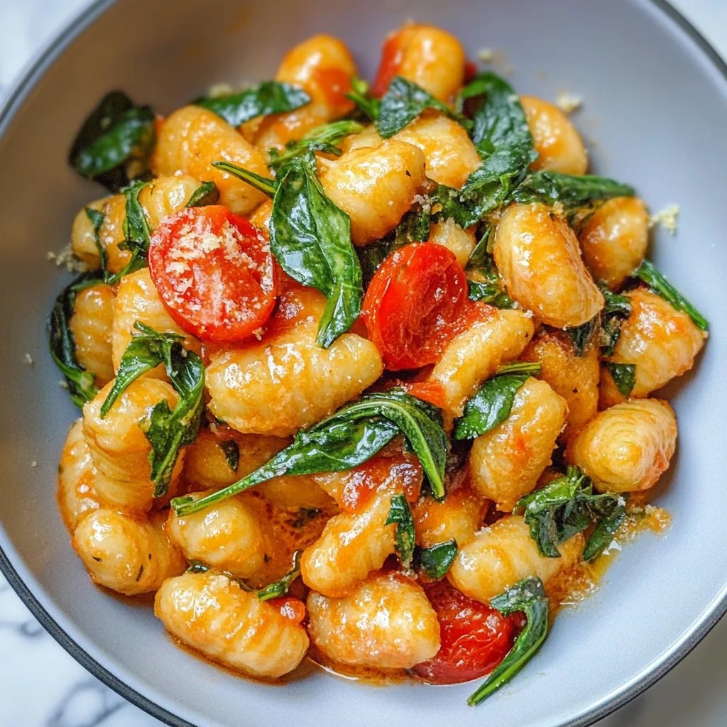 Schnelle Gnocchi-Pfanne mit Tomate & Spinat