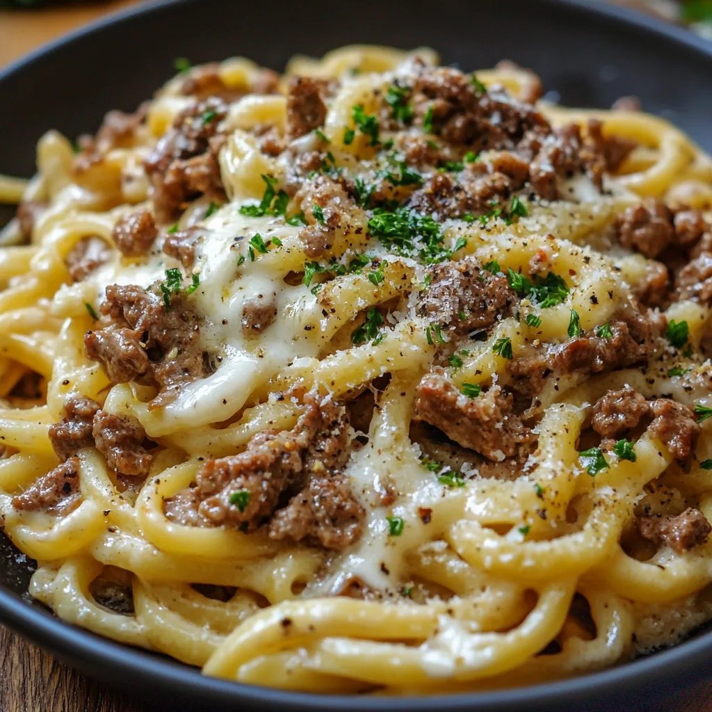 Türkische Pasta mit Hackfleisch und Joghurt-Sauce