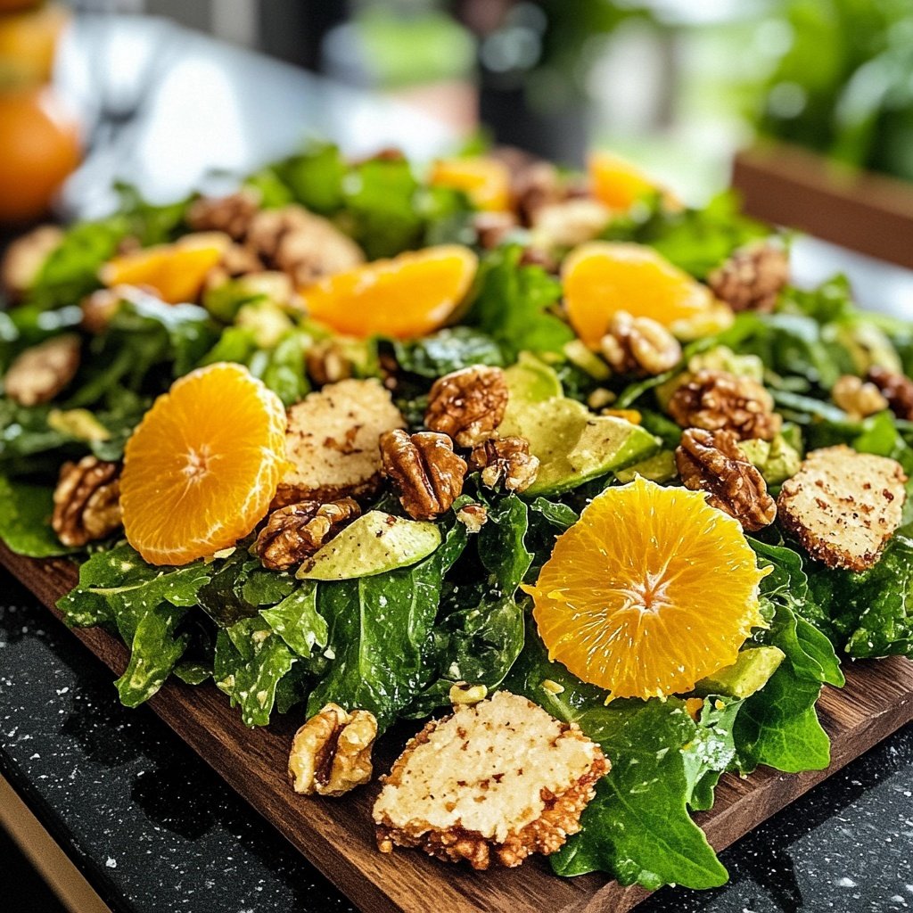 Winterlicher Feldsalat mit Walnüssen und Orangenfilets