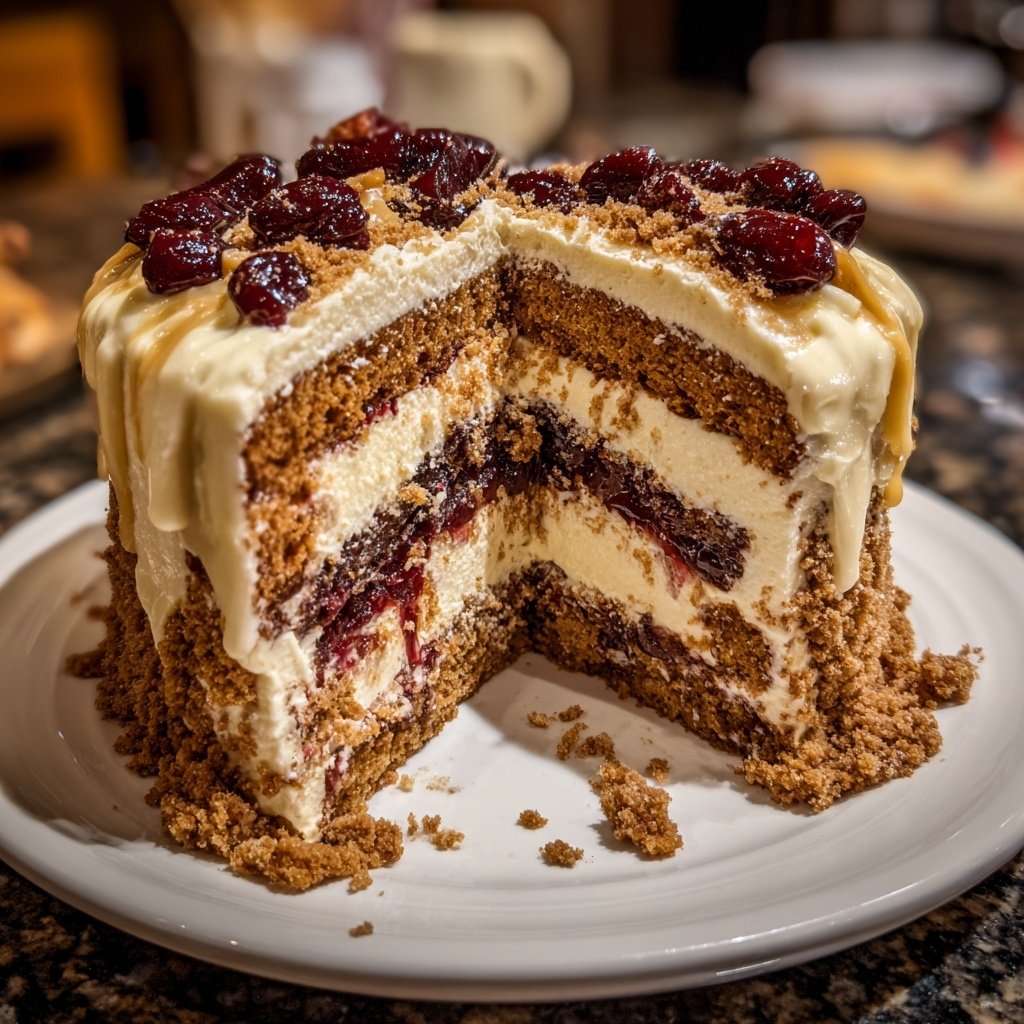 Lebkuchen Kirsch Torte mit Vanillecreme