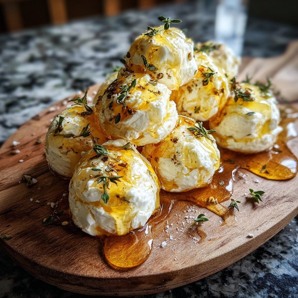 Ziegenkäsepralinen mit Honig und Thymian