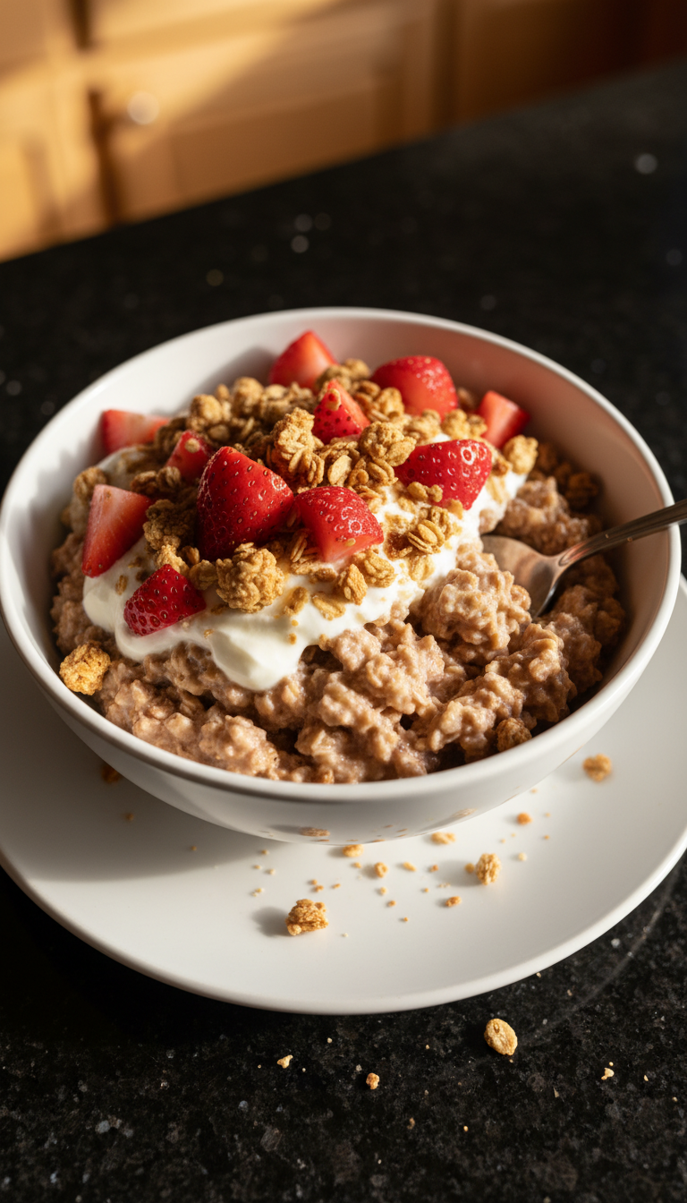 Erdbeerfelder Übernacht-Haferflocken