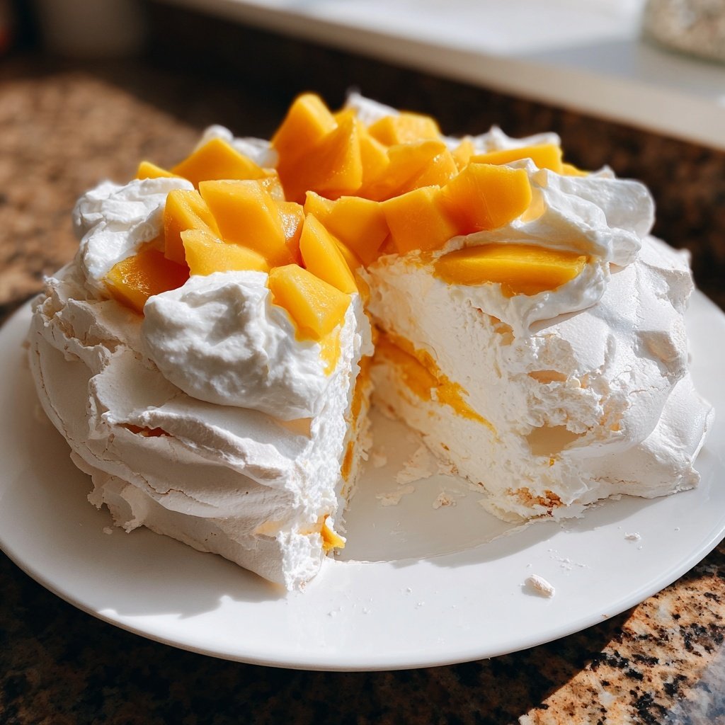 Mango Pavlova mit Schlagcreme