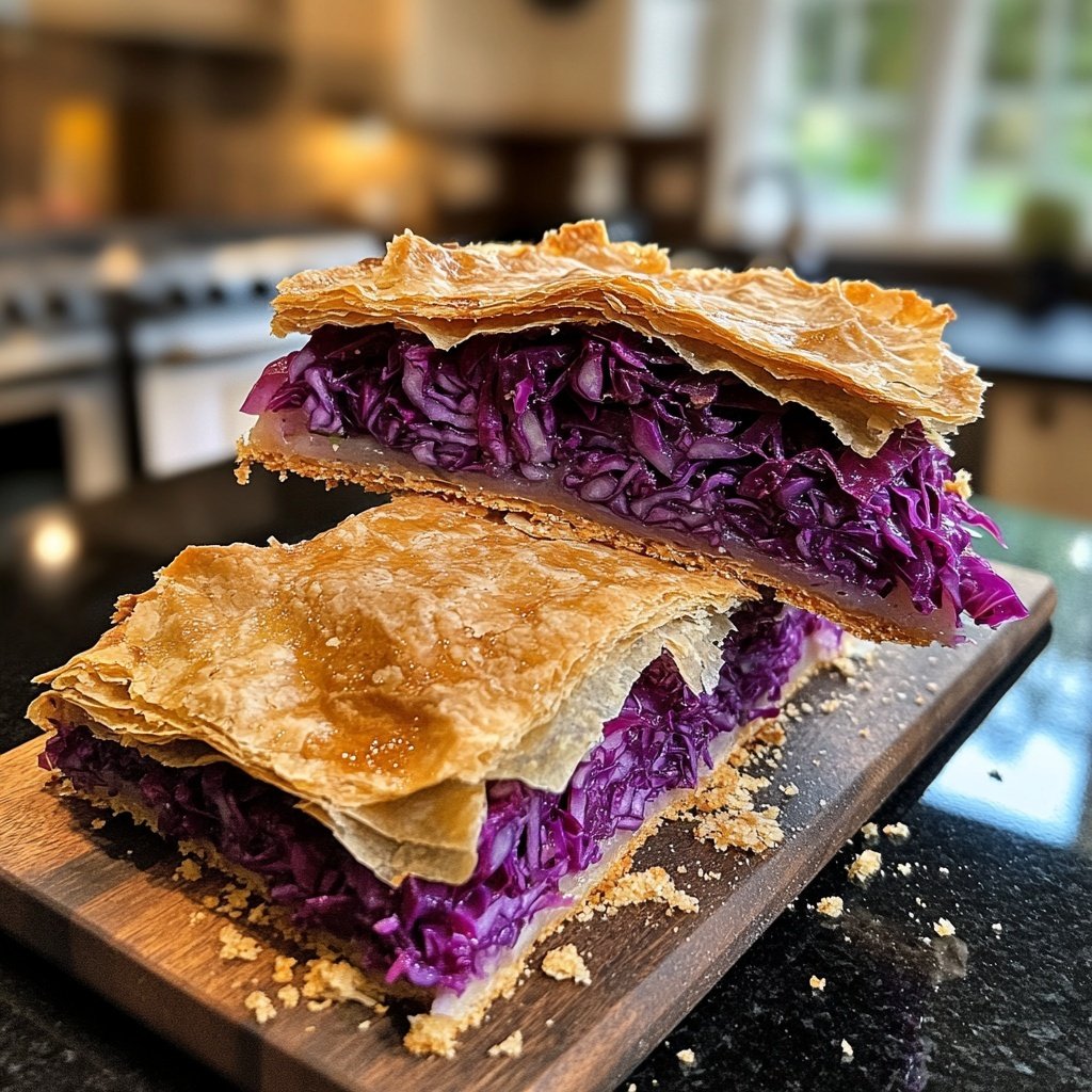 Vegetarischer Rotkohlstrudel