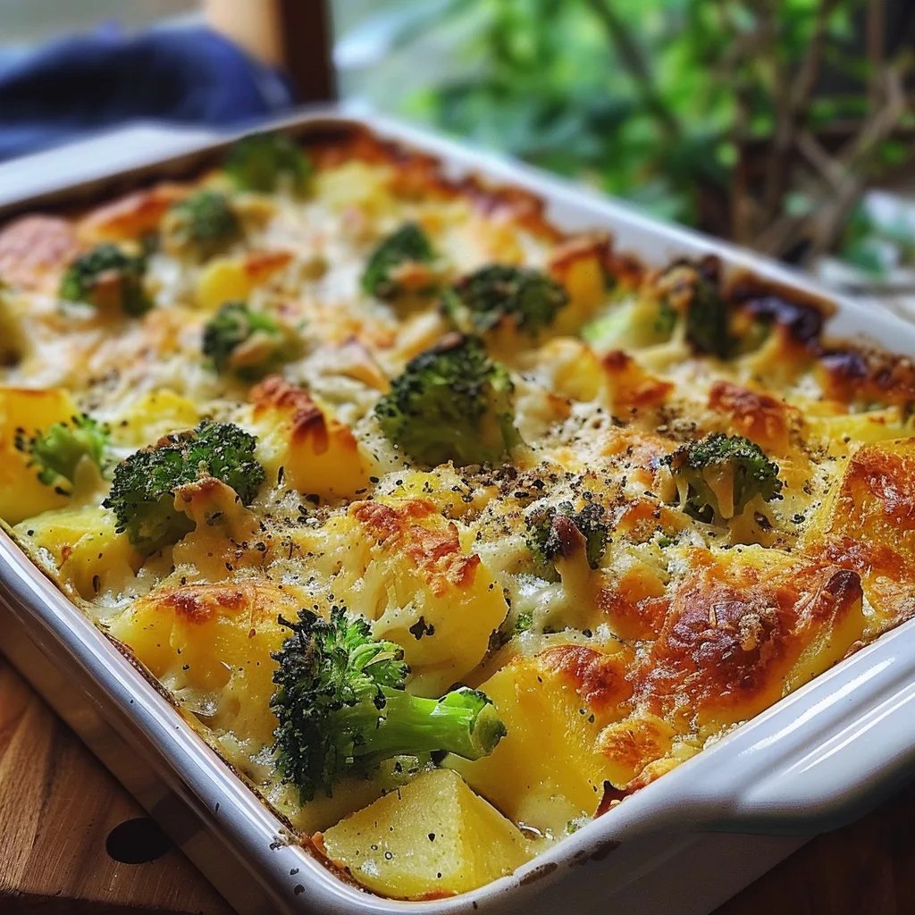 Kartoffel-Brokkoli-Rosenkohl Auflauf