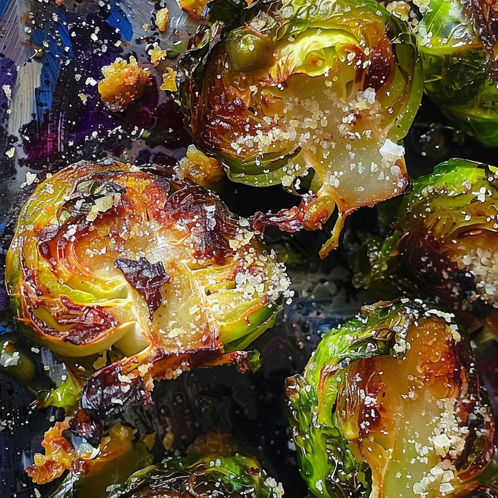 Knusprige Knoblauch Parmesan Rosenkohl