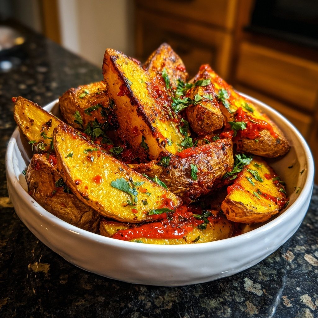 Sriracha Knoblauch Bratkartoffeln
