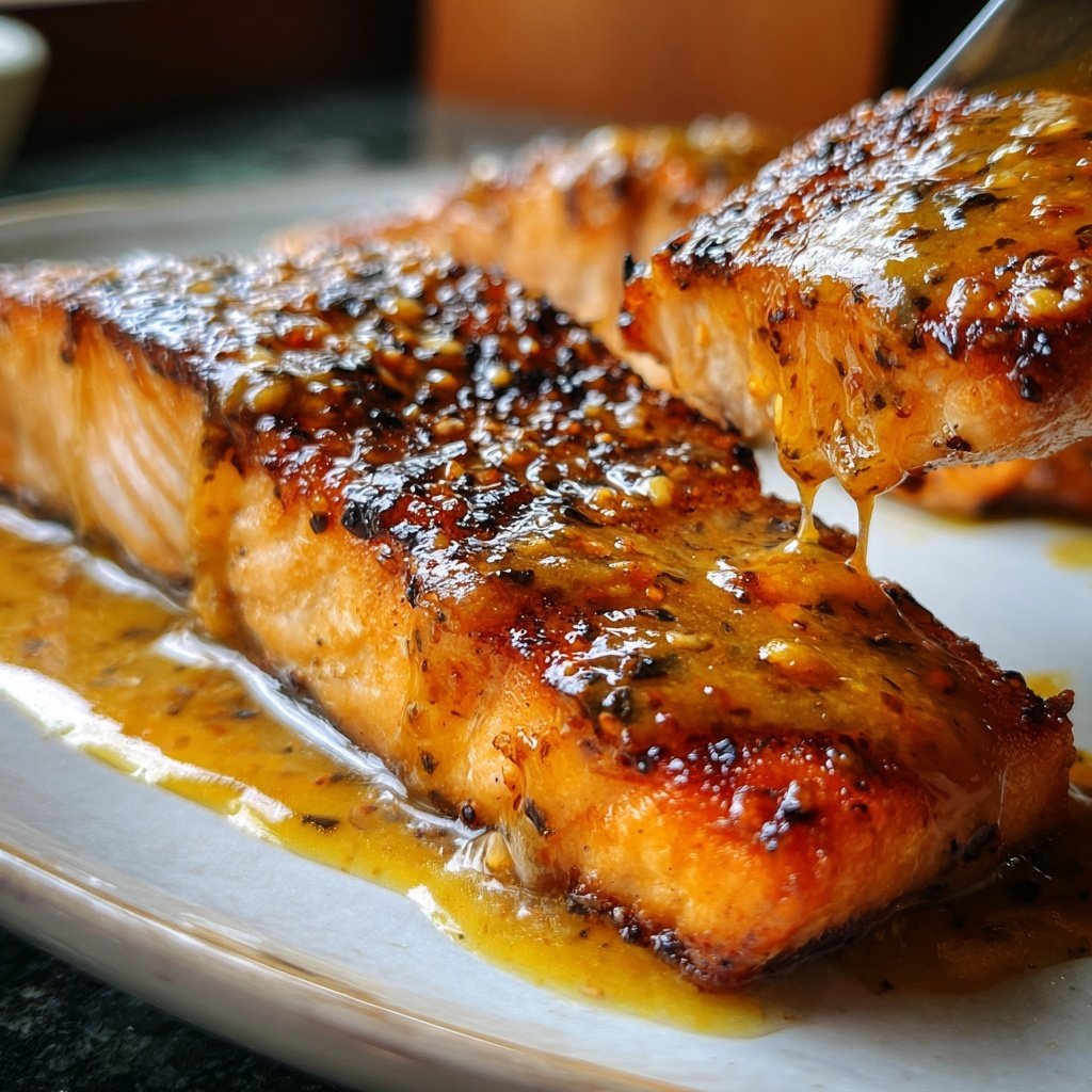 Ahornsenf glasierter Lachs Filet