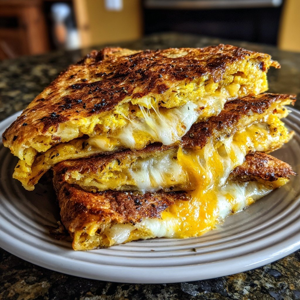 Frühlingszwiebel Pfannkuchen Quesadilla Käse geschmolzen