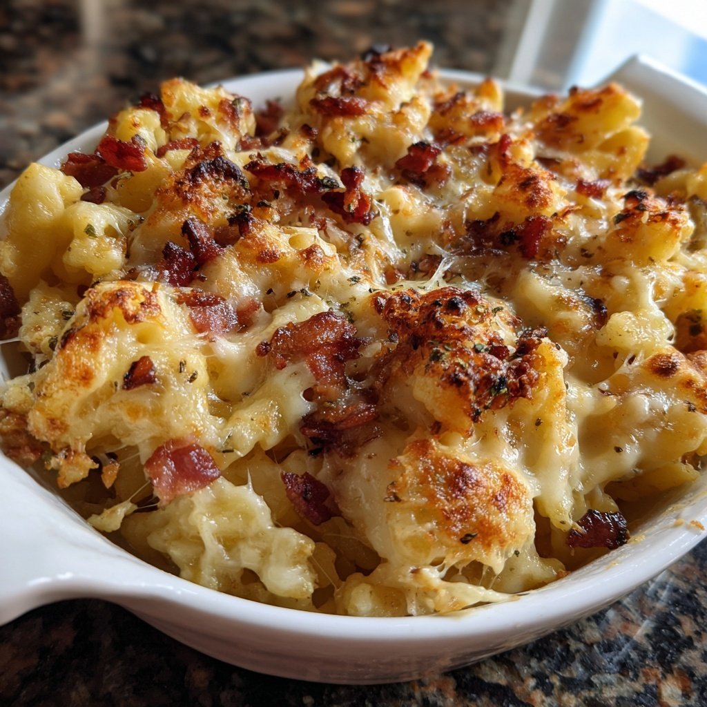 Käsespätzle mit Speck und Zwiebeln