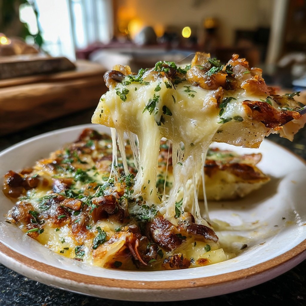 Raclette mit Pilzen und Knoblauchbutter