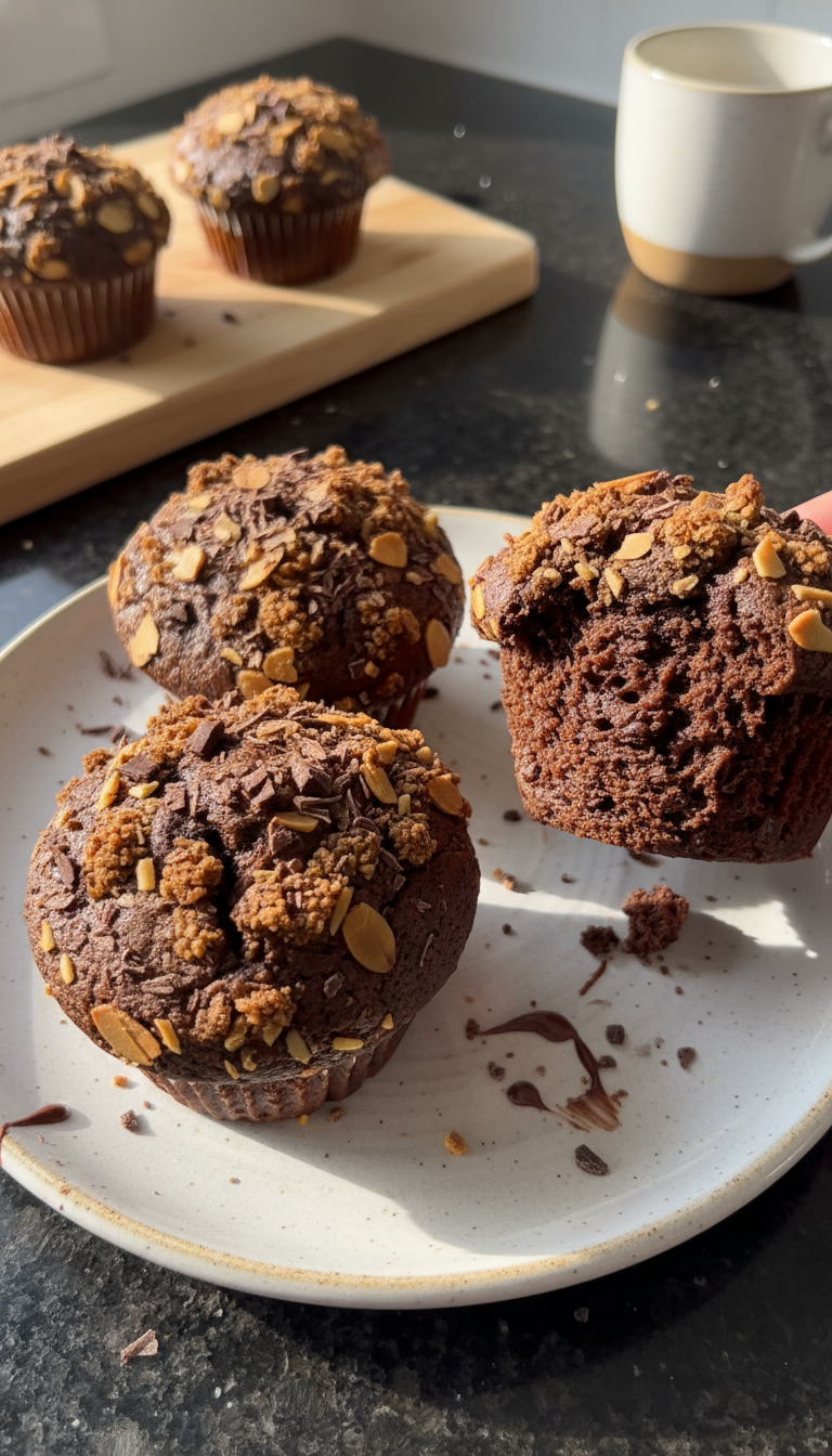 Schokoladen Mandel Muffins mit Crunch
