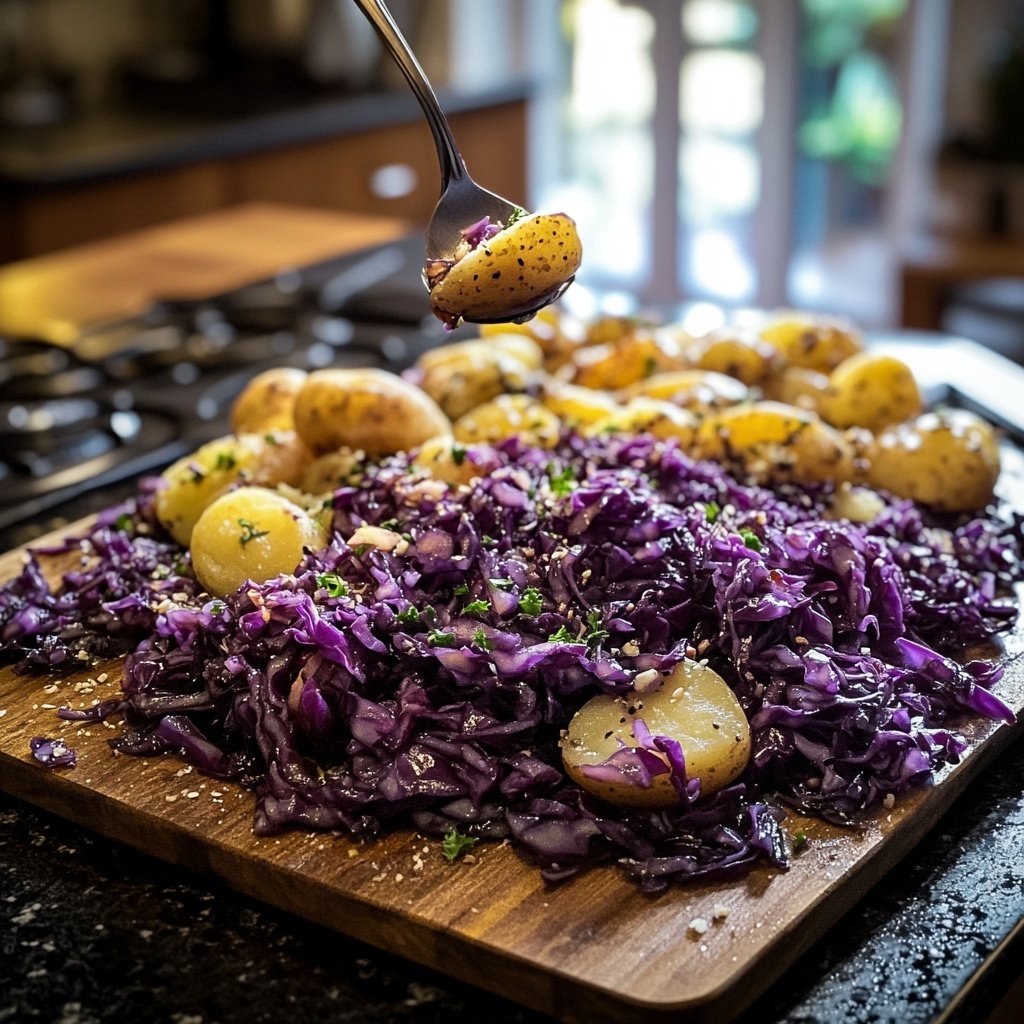 Rotkohl und Kartoffeln