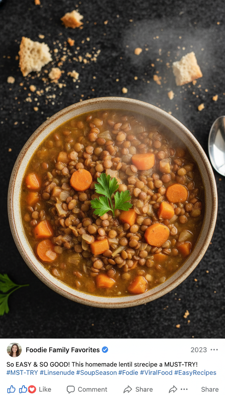 Schnell zubereitete Linsensuppe