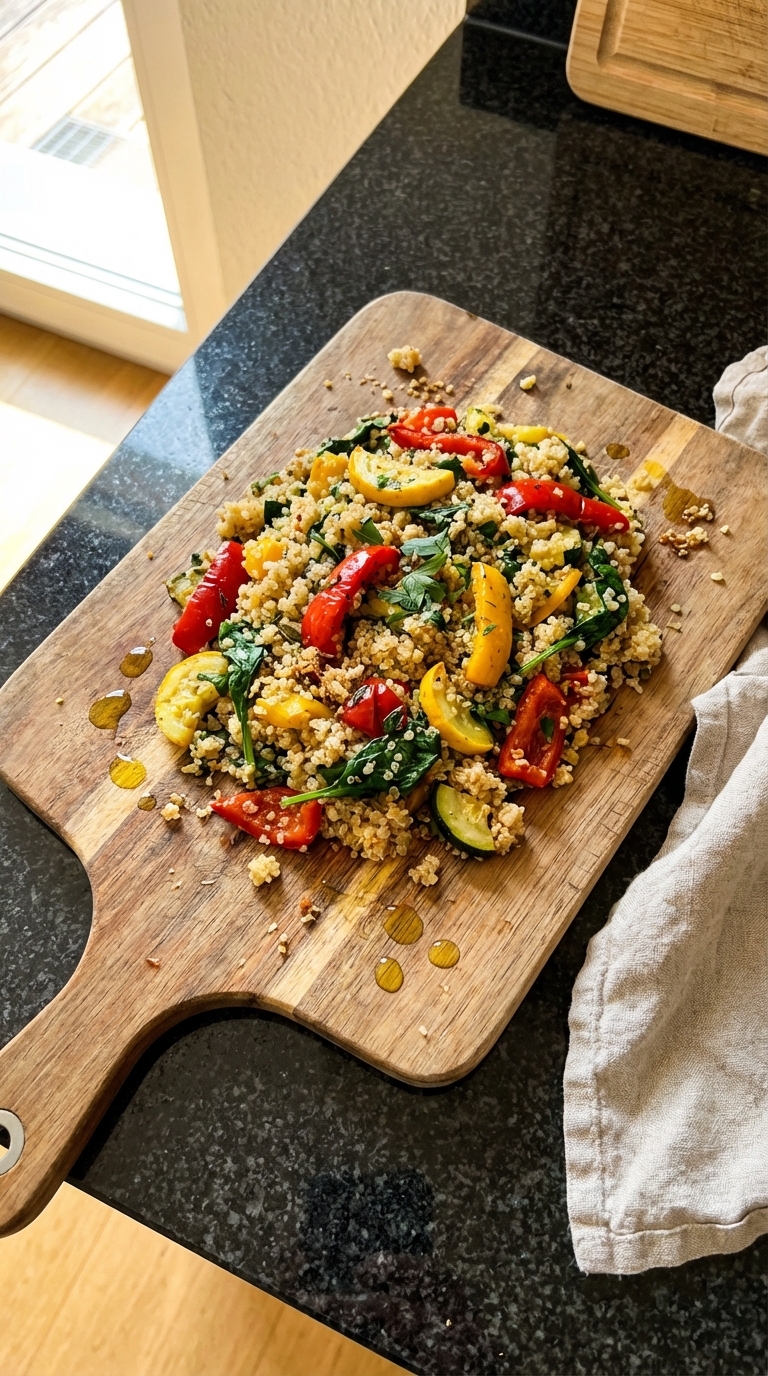 Zartes Quinoa Gemüse Pfanne für Abendessen