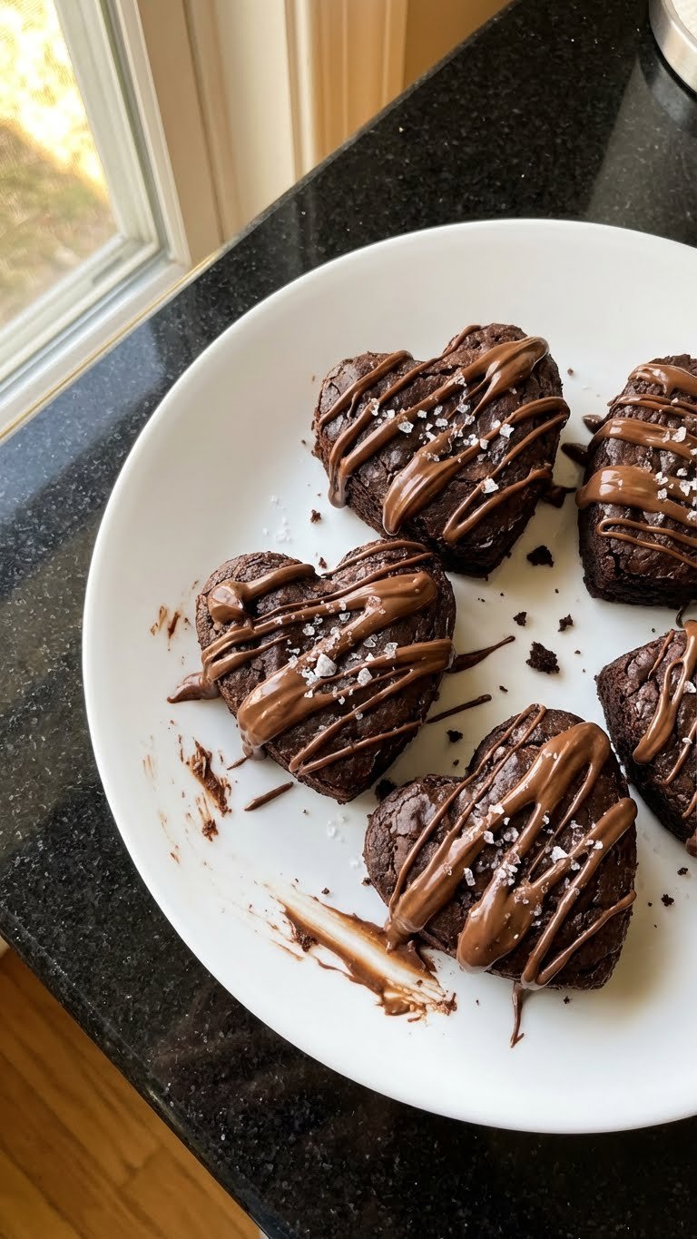 Herzförmige Nutella Brownies
